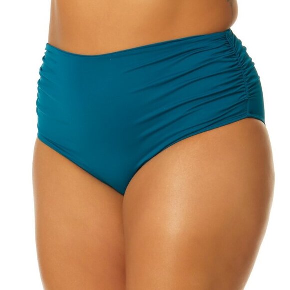 Anne Cole Plus Size Convertible High Waist Shirred Swim Bottoms - Picture 7 of 8